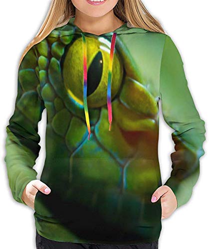Close Up View of Snake - Sudadera con capucha para mujer, diseño de serpiente Close Up View of Snake - Sudadera con capucha para mujer, diseño de serpiente