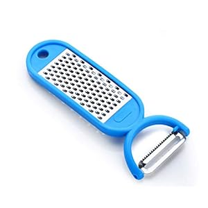 Signoraware 2 in 1 Grater cum Peeler Steel for cheese and Vegetables, Set of 1, Blue