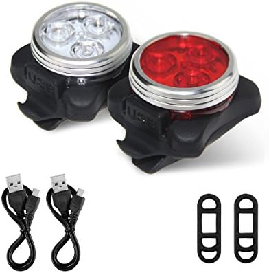 Super Bright Bicycle Light Set USB Rechargeable Bike Headlight and Free Tail Light Waterproof LED Bike Light Easy To Install Cycling Safety Commuter Flashlight Best for Mountain Road and City Bicycle