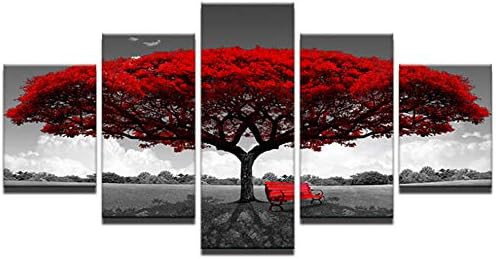 Wall Art Canvas Print 5 Pieces tree Painting Picture Five 5 Part Panels(No Framed) For Living Room Bedroom Office Home Decorations Gift （150x80cm）