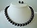 Large Faux Pearl Necklace and earring set (Black) By Millennium Design a US based company!