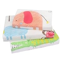 J-pinno Lovely Jungle Elephant Monkey Giraffe Twin Sheet Set for Kids Boy Girl Children,100% Cotton, Flat Sheet + Fitted Sheet + Pillowcase Bedding Set