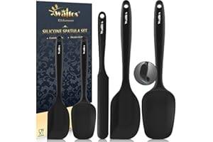 Walfos Silicone Spatula Set, Heat Resistant Kitchen Silicone Scraper Spatulas, Strong Steel Core and One-Pieces Seamless Desi
