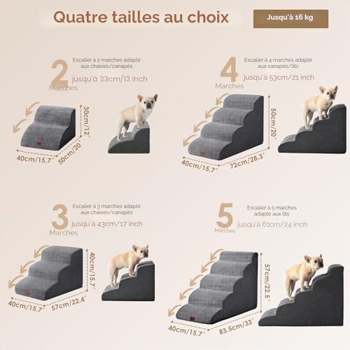 Escalier 3 Marches Chats Chiens, Mousse Antidérapante