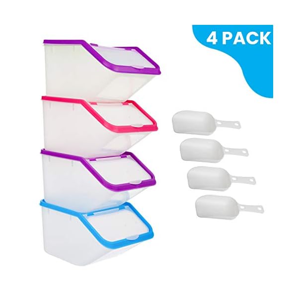 Invero-4X-Set-of-Kitchen-Dry-Food-Storage-Plastic-Tub-Containers-with-Scoop-Ideal-for-Pasta-Cereal-Rice-Pet-Food-and-More Invero® 4x Set of Kitchen Dry Food Storage Plastic Tub Containers with Scoop ideal for Pasta, Cereal, Rice, Pet Food and…