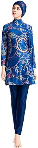 Women Muslim Swimming Costume Bathing Suit Two Piece Swimsuits with Cap Trunks Hat Hijab Modest Swimwear Islamic Ladies Burkini Jumpsuit Womens Swimsuit Beachwear Long Sleeve