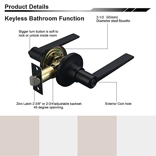 Classic Door Lever, Bath Door Lock, Interior Door Handle (Privacy
