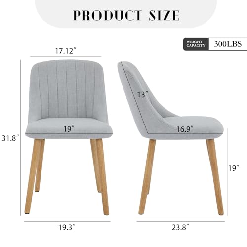 Garvee Dining Chairs Set of 2 - Modern Upholstered Kitchen Chairs with Ergonomic Backrest, 300Lbs Capacity & Oak Wood Legs for Dining Room, Home, Restaurant