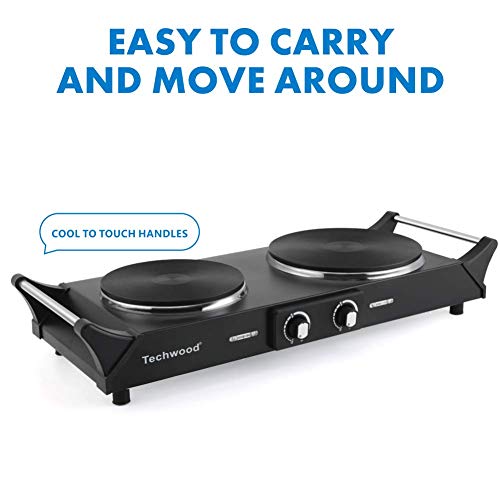 Techwood 1800W Hot Plate Portable Electric Stove Countertop Double Burner with Adjustable