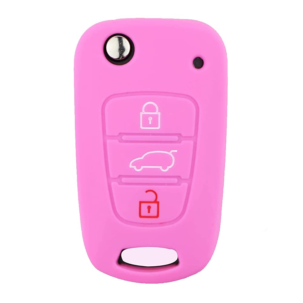 SALPIE Cover Silicone Shell Remote Protection Compatible with Hyundai I20 - I30 - IX20 - IX35 - Elantra (Pink)