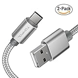 USB Type C Cable, TOMPOL USB C to USB A Charger (6.6ft, 2 Pack), Nylon Braided Fast Charging Cord for Samsung Galaxy S9 S8 Note 8, Pixel, LG V30 G6 G5, Nintendo Switch, OnePlus 5 3T (Grey)
