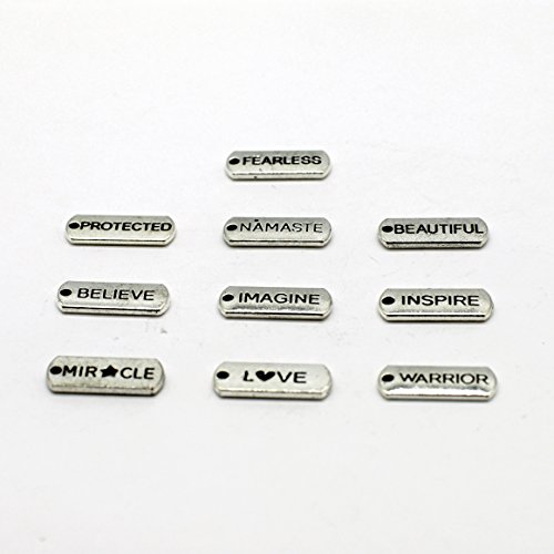 100pcs 10 words antique silver charms pendants collecti…