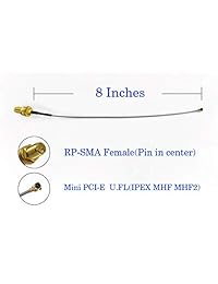 WiFi Antenna 8dBi Omni RP SMA Male RPSMA Antenna 2.4Ghz 5.8Ghz Dual Band + 20cm U.FL to RP-SMA Female Extension Cable for Mini PCIe Card Notebook PS4 Drone 2 Pcs