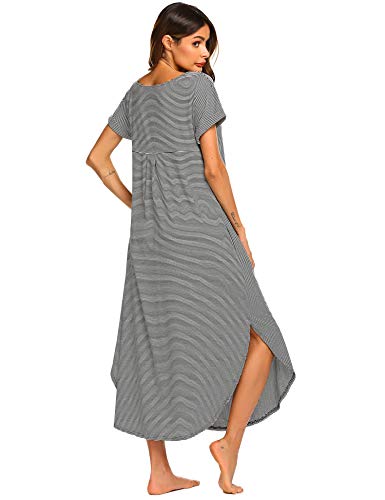 Ekouaer-Nightgowns-Womens-V-Neck-Loungewear-Short-Sleeve-Sleepwear-Plus-Size-Night-Wear-S-XXL