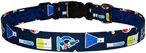 Chemistry Dog Collar - Blue 100% Cotton - Microscope - Science - Geek - Dog Gift - XL Adjusts 19"-30"