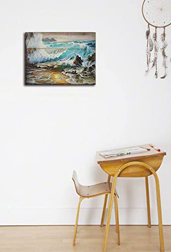 Canvas Print Wall Art retro Beach Canvas Wall Art for Home Decor Blue Sea Sunset White Beach Painting The Picture Print On Canvas Seascape The Pictures for Home Decor Decoration,Ready to Hang