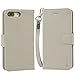 Arae Premium PU Leather Wallet Case with Kickstand and Flip Cover for iPhone 7 Plus/8 Plus 5.5 inch - Beige & Light Gray