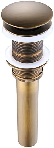 LANGPAI Brass Pop Up Drain Non Overflow Bounce Style Stopper Bronze Finish