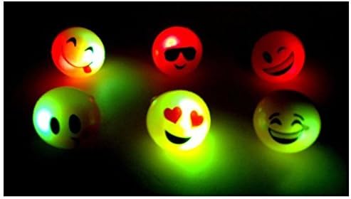 24 PCS Light-Up Happy Face Jelly Rings Emoticon Flashing LED Emotions Favors Blinking