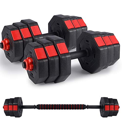 Kitclan-Fitness-Dumbbells-Set-Adjustable-Weight-to-44Lbs-Home-Fitness-Equipment-for-Men-and-Women-Gym-Work-Out-Exercise-Training-with-Connecting-Rod-Used-as-Barbells-Pair