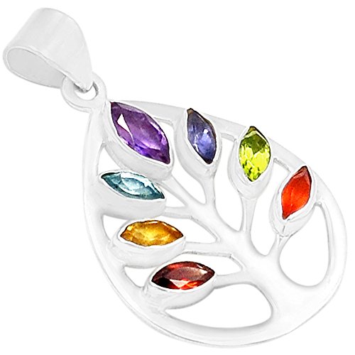 Xtremegems Tree of Life Healing Chakra 925 Sterling Silver Pendant Jewelry 1 5/8 AAACP110