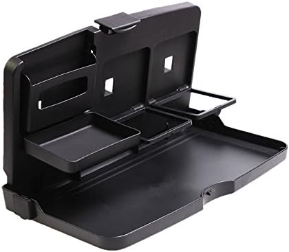 LDW Travel Dining Tray Car Back Seat Organizer Folding Table Drink Food Cup Tray Holder, Car Used Dark Collapsible Tray Multi-purpose Car Table