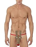 Helury Christmas Gag Gift Sexy Reindeer Men G-Strings Thong Underwear T-back