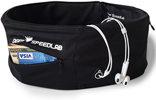 Black Running Belt - Man & Woman Waist Pack for Marathon, Fitness, Gym, Hiking, Cycling, Outdoor Activities. Tubular travel belt