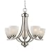 Design Classics Lighting Satin Nickel Modern Hanging Chandelier Light Fixture with Alabaster Glass Shades