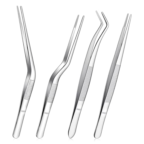 4Pcs Stainless Steel Tweezers Set for Small Garden Kitchen