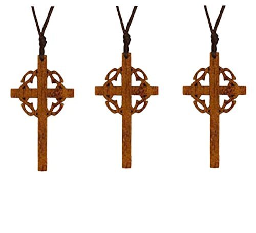 Cross Wood Necklaces with Crown for Easter (Pack of 12)