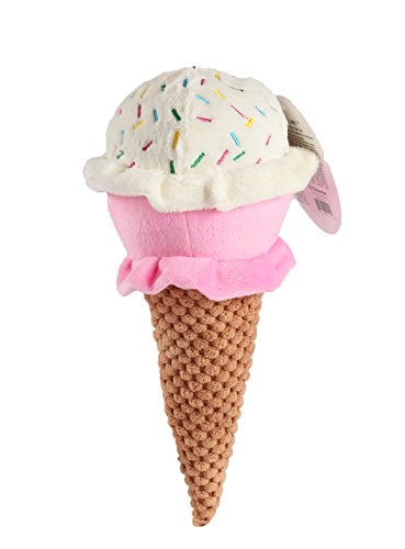 Petlou Durable Plush Dogs and Cats Squeak Toys. 10-Inch Ice Cream