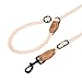 Mile High Life | Dog Rope Leash with Genuine Leather Tailored Connection | Dog Slip Lead | Dual Configuration | with Heavy Duty Metal Sturdy Clasp (Light Borwn Cotton 8 FT Hand Free)