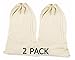 PACK of 2, 100% Cotton Extra-Large Laundry Bag 24 Inches by 36 Inches in Natural Color by Linen Clubs - Lightweight and Durable, gives you a long-term solution to your laundry carrying needs