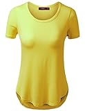 Doublju Womens High-Low Hemline Straight Fitted Style T-shirts