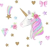 Easma Unicorn Wall Decals Bedroom Wall Decor Girls Wall Decals Unicorn Peel and Stick Removable Wall Decals Watercolour -15.8X15.8in