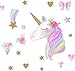 Easma Unicorn Wall Decals Bedroom Wall Decor Girls Wall Decals Unicorn Peel and Stick Removable Wall Decals Watercolour -15.8X15.8in