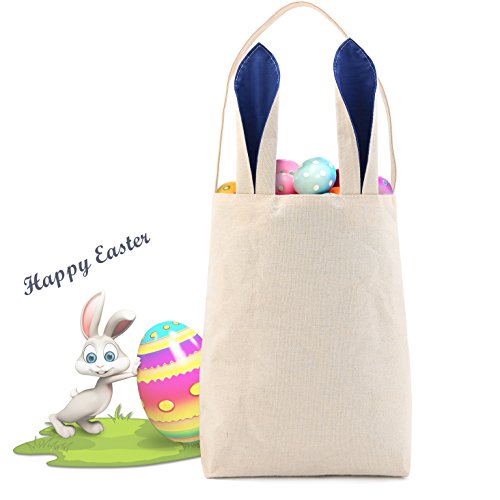 TONOS Huge Saving-Easter Baskets for Girls Boys Easter Egg Hunts Party Bag for Kids Candy Bag Easter Egg Basket Bucket Bunny Ear Bags Bucket for Easter Party (5 Bags)