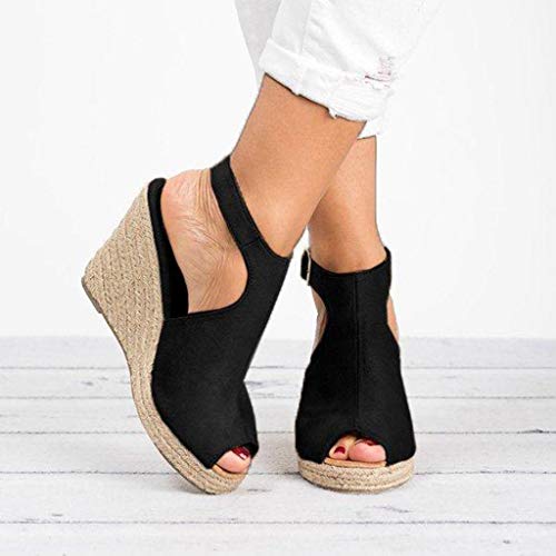 image for Cenglings Wedges Sandals,Women's Fish Mouth Espadrilles Slingback Plat
