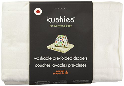 Kushies Washable Pre-Folded Diapers, White