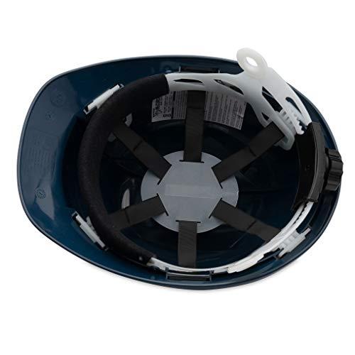 Ruddman Supplies - Quality Safety Hard Hat - 6 Point Quick Twist Ratchet Suspension - Half Brim - Dark Blue