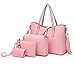 TIBES Fashion Women's PU Leather Handbag Shoulder Bag Purse Card Holder 4pcs Set Tote (M(332414CM), Pink)
