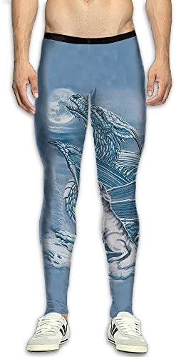 Men's Cycling Tights Leggings Dragon Wolf Moon Sports Pants Quick-Dry &amp; Windproof
