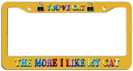 OdyBystore You'Ve Cat To Be Kitten Me Right Meow Personalized License Plate Frame Plastic Car Tags Plate Covers for Front of the Car Popular Design with 2 Holes and Screws Caps Set for Women Girls