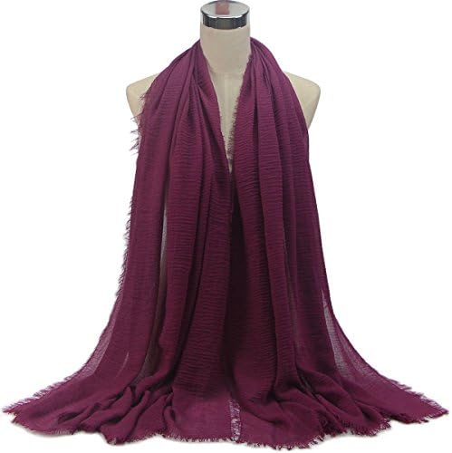 Women Hijab Scarf Cotton Linen Crinkle Shawl Stole Islam Muslim Scarves