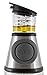 LittleSomething Olive Oil and Vinegar Dispenser - Glass Oil Bottle Non Drip 17 oz - Measuring Oil Pourer for Kitchen - Stainless Steel Silver