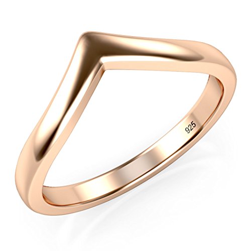 Metal Factory Sz 8 Rose Gold Plated Sterling Silver 925 Chevron Stackable Ring