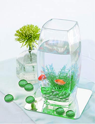 Joyclub Green Flat Marbles, Pebbles, Glass Gems for Vase Fillers, Party Table Scatter, Wedding, Decoration, Aquarium Decor, Crystal Rocks, 1 lbs (Approx 100 pcs)
