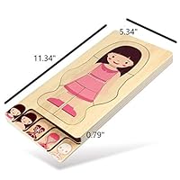 TKMom Human Body 5 Layered Puzzle, Learning Girl Body Parts Toy for Toddlers, Kids Age 4-8