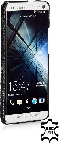 StilGut BackCover in genuine leather for HTC One, black